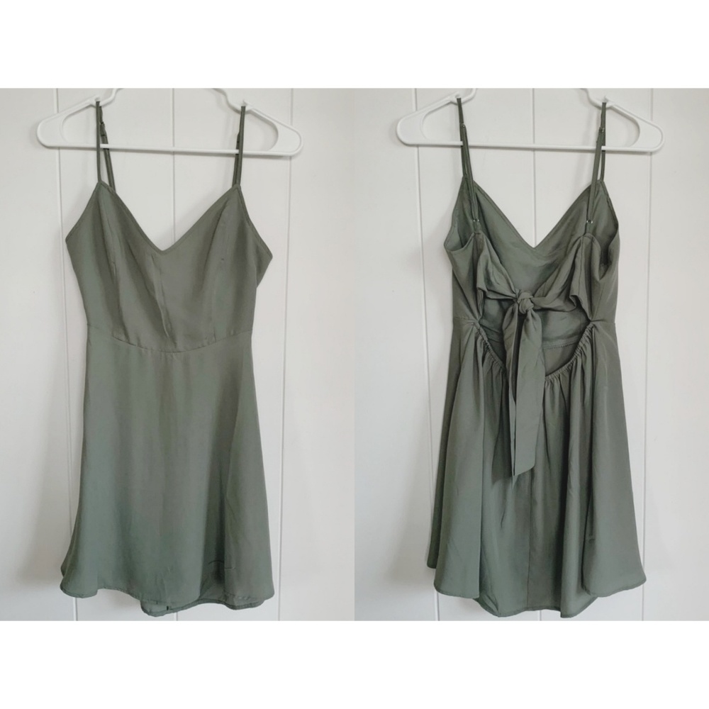 Olive Back Tie Dress